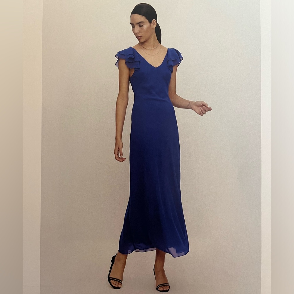 Chiffon long dress with ruffle